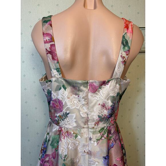 Eliza J Embroidered Floral Fit & Flare Midi Dress 8 Romantic Wedding  Cocktail